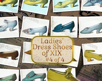 Victorian Ladies Dress Shoes of XIX #4 Junk Journal Pages, Antique Catalogue Art, Pastel Footwear, Belle Epoque Fashion, Vintage Ephemera