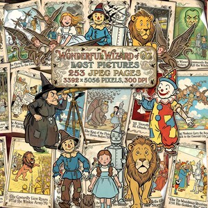 The WONDERFUL WIZARD of OZ Lost Pictures Junk Journal Kit, Vintage Illustrations, Printable Storybook Ephemera, Dorothy Scarecrow Papers