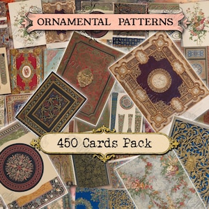 Ornamental Patterns Junk Journal Kit, Damask Style, Victorian Illuminated, Jewel Tone Palette, Floral, Arabesque Paisley, Vintage Ephemera