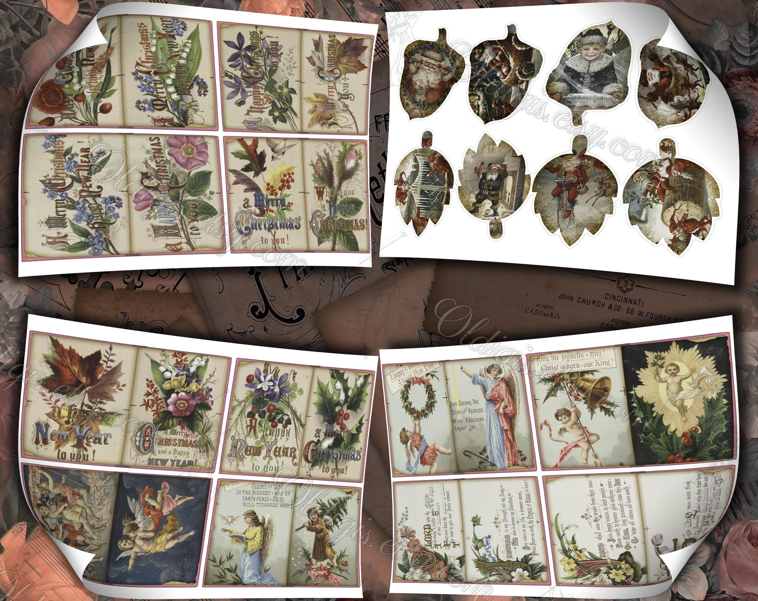 クリスマスカード、クリスマスジャンクジャーナルページ