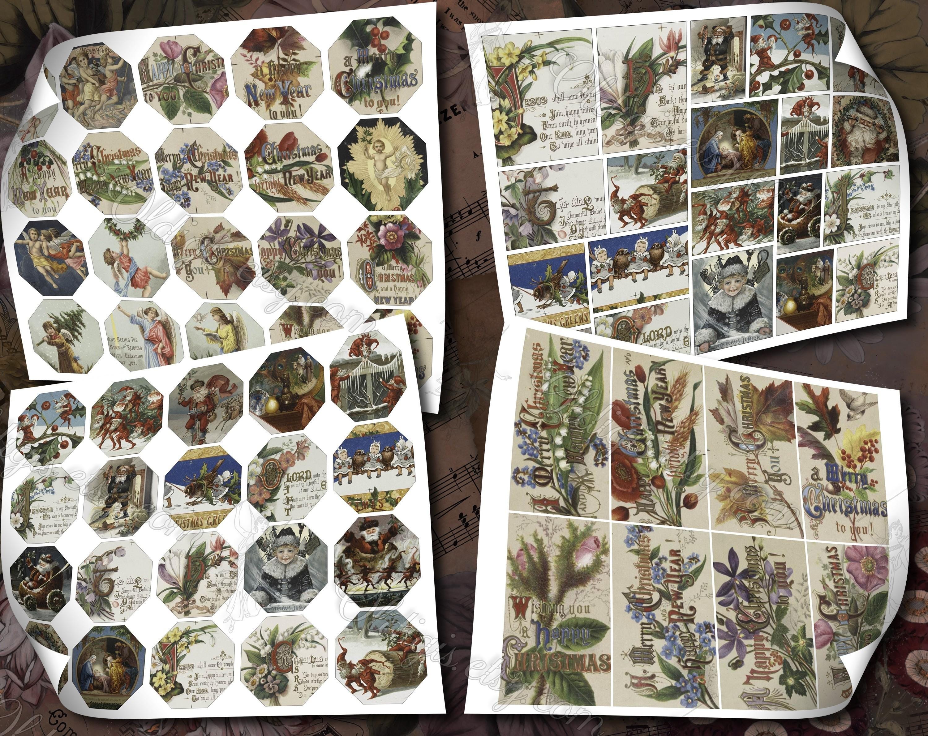 クリスマスカード、クリスマスジャンクジャーナルページ