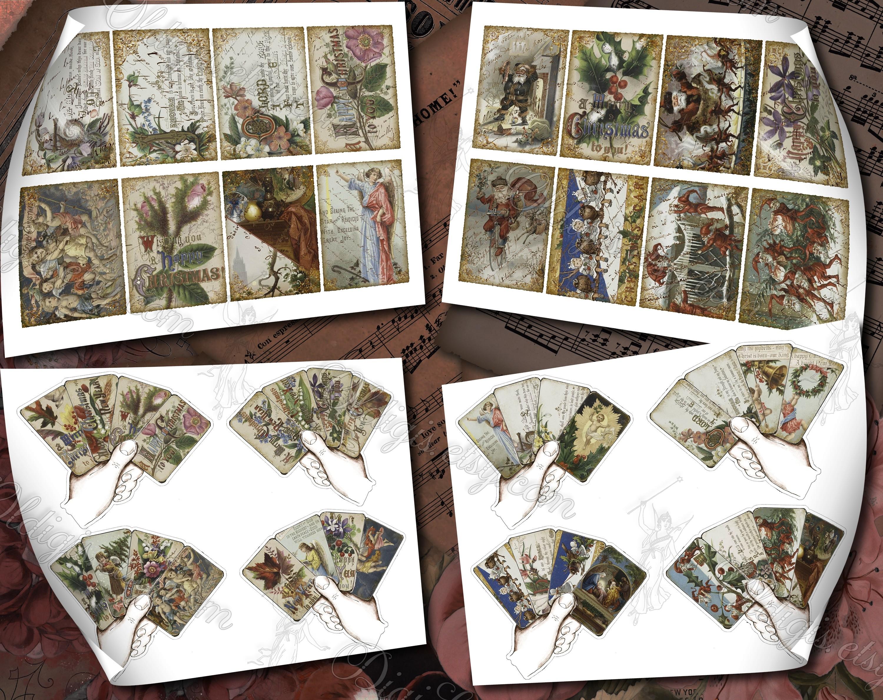 クリスマスカード、クリスマスジャンクジャーナルページ