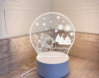 Christmas Night Light: Santa & Reindeer USB Lamp