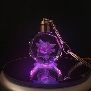 30 MM Gengar Crystal Keyring Logo Schlüsselanhänger Farbe Led Light Pokemon Geschenke