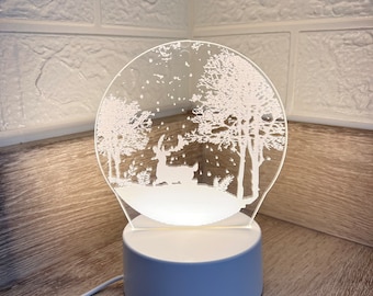 Christmas Reindeer Night Light: Laser Engraved USB Lamp