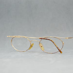 Vintage metal Eyeglasses Gormanns 740 Germany 90s Eyewear NOS Unworn Golden round top bar oval unisex man woman cool fashion steampunk