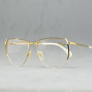 Lunettes de vue pour femme en métal vintage des années 80-90 Actuell Couture 536 421 non portées NOS Oversize papillon or noir blanc Rx lunettes amateurs de mode ancienne