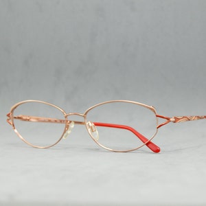 00s Carl ZEISS FMG 153114 341 Vintage metal eyeglasses Germany NOS Unworn Eyewear Classic woman oval. Fantasy temples. Golden Orange