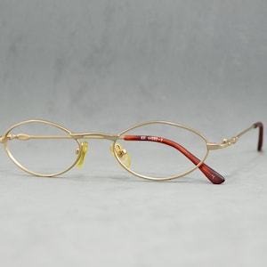 Vintage Eyeglasses metal KK Germany NOS narrow oval Eyewear Incluided rx Prescription Unisex man Woman 00s golden half-moon reading glasses