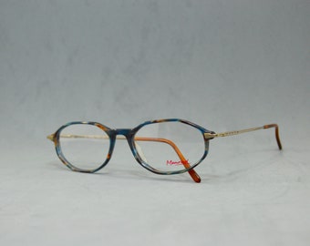 Vintage Acetate Eyeglasses MENRAD FMG UN Rx Eyewear Nos Unworn.Classic narrow square specs unisex man woman hipster blue brown carey golden