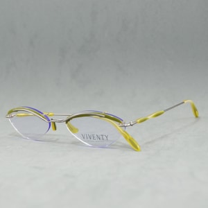 VIVENTY Bernd Berger haut vintage sans monture Autriche NOS ovale goutte arrondi classique femme petits visages années 90 argent vert clair