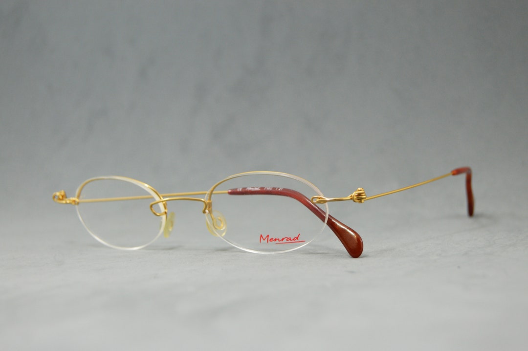 Monture De Lunettes Vintage Menrad 422-980 - Ovale Brun Métal - Neuf Sans étiquette - Allemagne