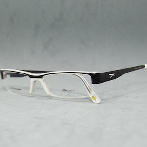Top Vintage Eyeglasses Oxydo X342 UAS NOS Urworn square narrow half rimless Unisex man Woman Black white new Dead stock 00s