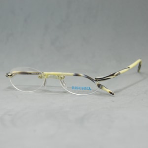 Lunettes de vue vintage sans monture en acétate RISCHIO NOS jamais portées Classique ronde sans monture unisexe homme femme. Fabriqué en Allemagne. Lunettes Rx Années 80 90 Pearl Carey