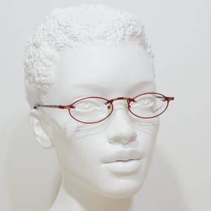 Lunettes de vue vintage sans monture LOCCO MIR Deep Red Golden Nos Classic ovale étroit unisexe homme femme Rx lunettes des années 90 et 00 Allemagne taille normale