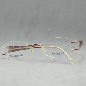 Top Titanium Vintage Rimless EyeGlasses STEPPER 8646 F228 NOS. Unworn. Woman. 00s - 10s. Hexagonal. Eyewear. Shinny Mallow. Marbled.