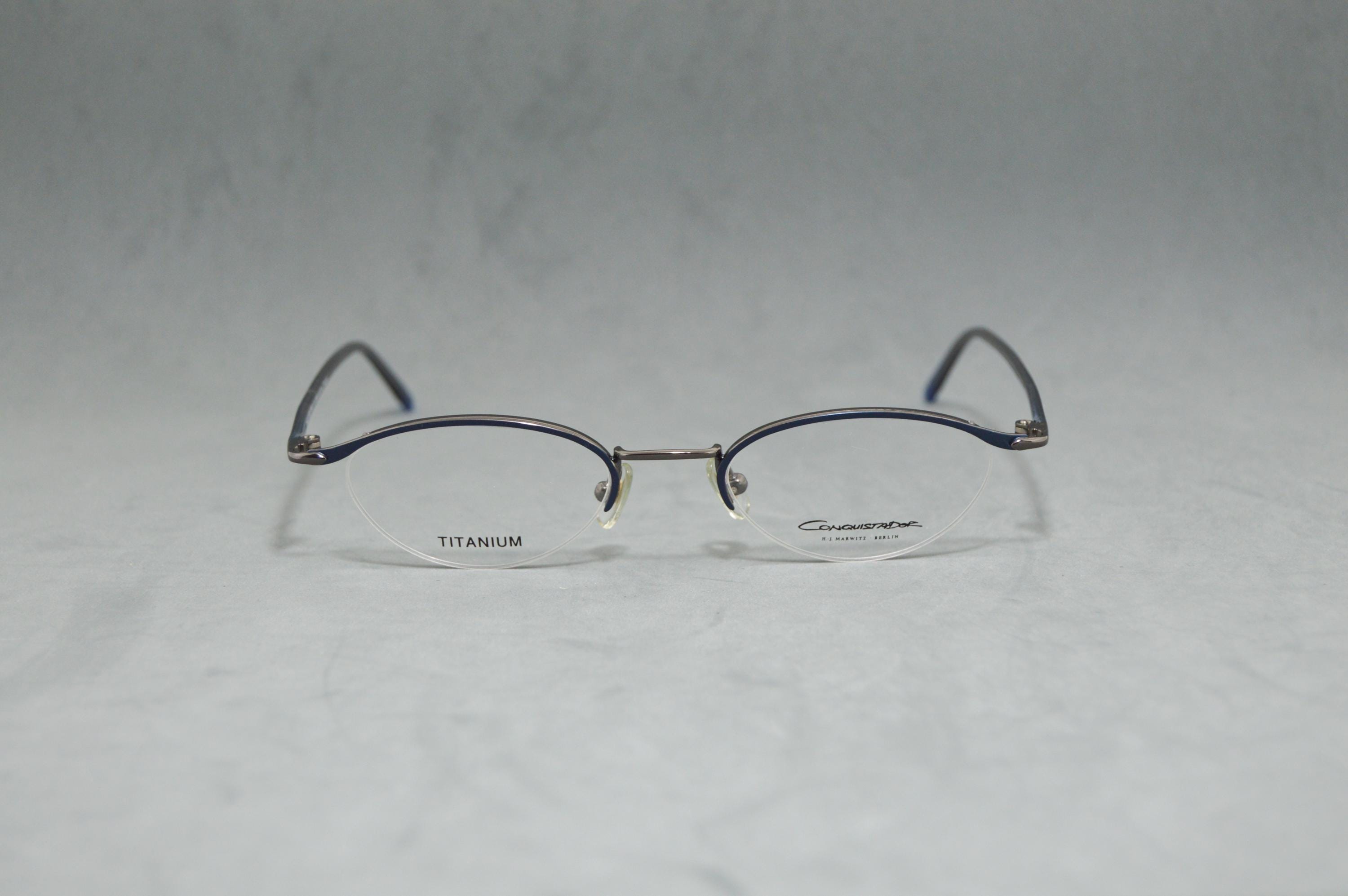 Lunettes Vintage Conquistador 132 - Monture Bleu/or Démi-monture, Neuf Sans étiquette