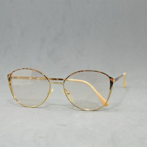 Vintage metal EyeGlasses CARLA CIRELLA Unworn Classic woman oval butterfly drop marbled brown gold Rx eyewear 90s 00s NOS old stock fashion