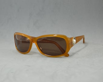 Vintage lunettes de soleil en acétate SLR lunettes nederland NOS non portées femme wrap papillon oeil de chat miel brillant ajustement parfait classique diva mode cool