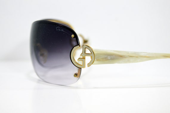 Vintage Sunglasses Giorgio ARMANI Golden Ivory Ac… - image 4