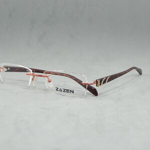 Lunettes de vue vintage sans monture ZAZEN NOS, jamais portées, lunettes Rx pour femme classiques des années 00, orange et marron, pas de format oversize. Carré rectangulaire chaîne droite 3166