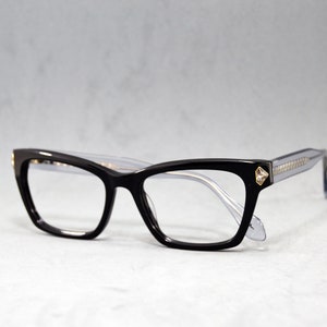 Eyeglasses Eyewear Steampunk Acetate. Available to Rx.glasses frame woman. Cateye butterfly square shape. Regular size Black Crystal fashion