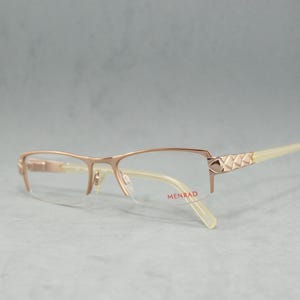 Top Vintage eyeglasses MENRAD 13102 FMG Unworn Classic oval square narrow Eyewear Half rimless frame spectacles 00s light gold pink woman