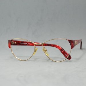 VINTAGE eyeglasses Paco Rabanne 704 VTG Rx Eyewear NOS Classic metal cateye oval woman red pin up retro woman eyewear 90s