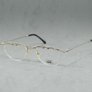 Top Vintage Rimless EyeGlasses CHAI Art Design Germany NOS Unworn Classic Unisex man Woman 90s Oval Fantasy eyewear silver black steampunk