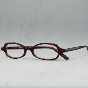 00s Top Vintage acetate eyeglasses KATA STYLE76 RED Japan NOS Unworn narrow small butterfly oval, woman small faces, dark red green reading