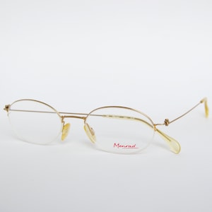 Lunettes de vue vintage MENRAD FMG non portées Lunettes ovales classiques demi-monture sans monture, années 90, or clair unisexe homme femme