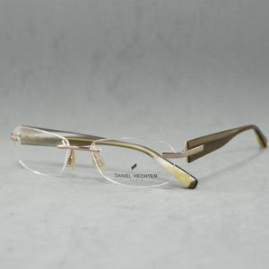 Daniel HECHTER Paris Top Vintage gafas sin montura NOS sin usar clásicas cuadradas estrechas rectangulares unisex hombre mujer años 00 Gunmetal verde viejo.