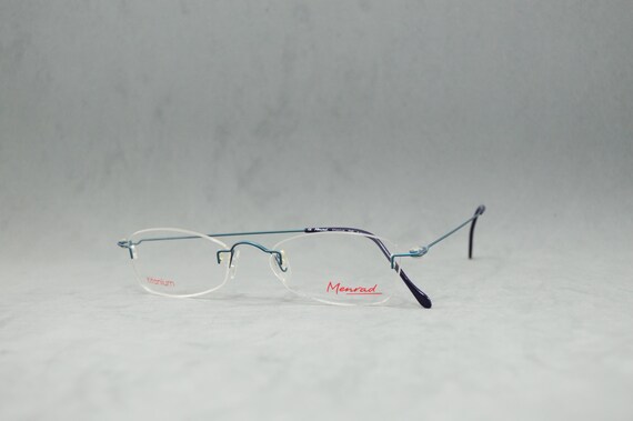 Vintage Rimless Eyeglasses Brand MENRAD by FMG Nos Vgt Classic Oval Narrow Unisex Man Woman Rx Eyewear 80s 90s France Blue Stainless Steal Etsy UK