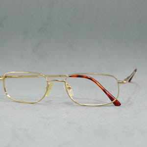 Vintage Reading Eyeglasses KK Germany NOS metal narrow oval Eyewear Incluided Prescription Unisex man Woman 00s gold brown half-moon glasses