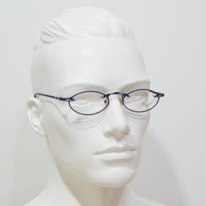 Lunettes de vue sans monture vintage LOCCO MIR Argent bleu profond Nos classique forme ovale étroite unisexe homme femme lunettes Rx des années 90 et 00 Allemagne taille normale