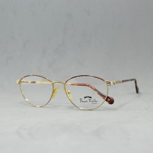 Vintage metal woman EyeGlasses Renzo Rialto  Unworn. Classic woman oval drop red marbled brown gold Rx eyewear 90s NOS ols stock fashion