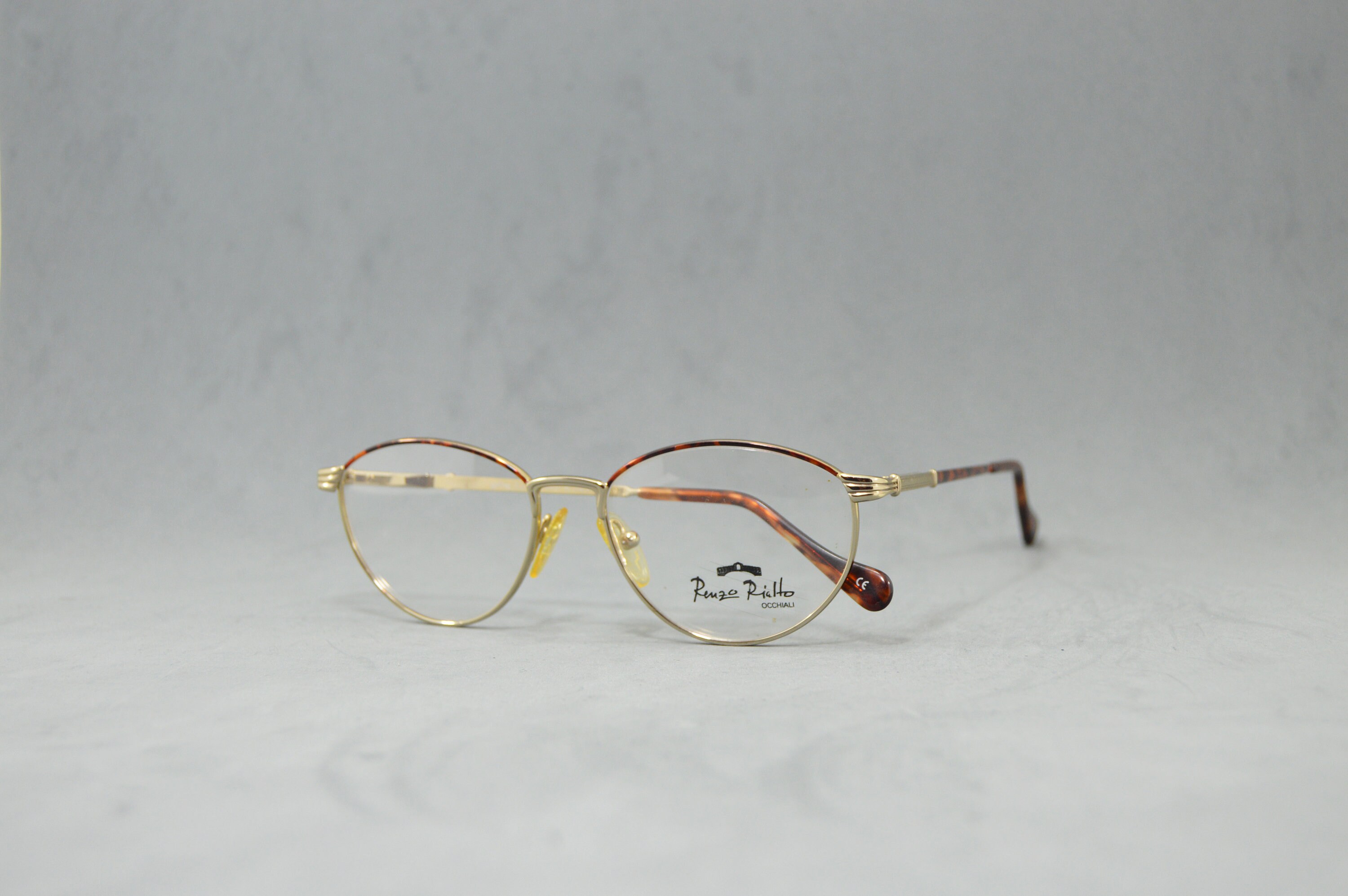 Vintage metal woman EyeGlasses Renzo Rialto  Unworn. Classic woman oval drop red marbled brown gold Rx eyewear 90s NOS ols stock fashion