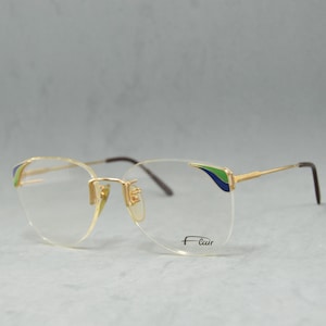 Lunettes de vue vintage sans monture FLAIR Jet Set Allemagne NOS non portées papillon Femme Rx lunettes des années 90 en acier inoxydable chirurgical OVERSIZE
