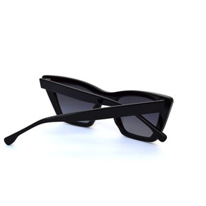 SUNGLASSES vintage design. Pure Shinny Black Acetate. Top manufacture & quality. Polarized. Butterfly Cat eye Pin up chic image 5