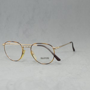 Vintage Eyeglasses XAFFER NOS Unworn Rx Eyewear Classic CAREY brown golden drop shape Unisex Man Woman hipster chic 90s  square rounded vtg