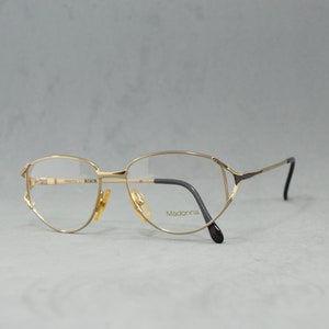 Vintage metal woman eyeglasses Bosch Madonna 806 90s Rx Eyewear NOS Unworn Classic oval woman golden & black googles hipster hippy pin up