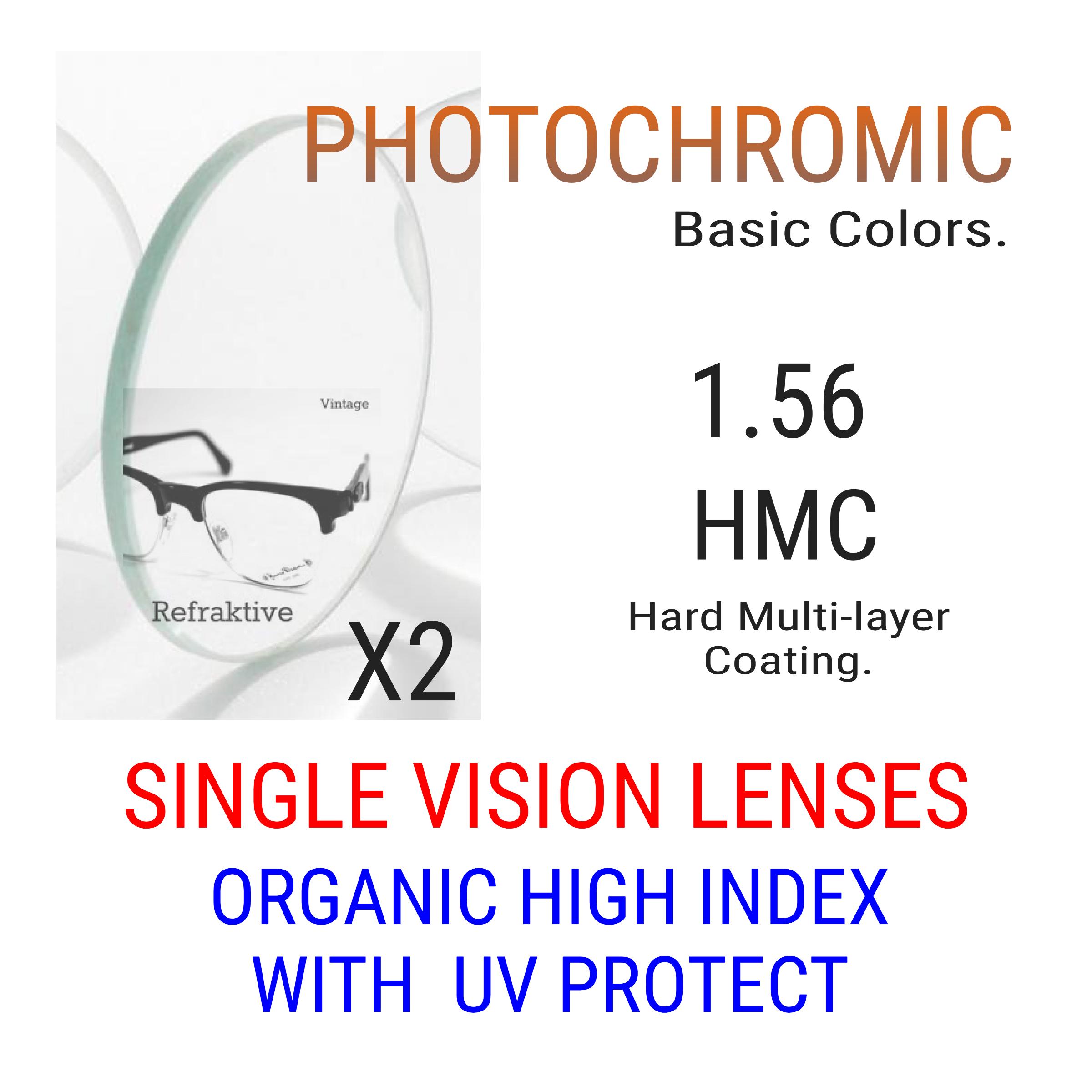 Single Vision Lenses. Extra Price. X2 Photochromic Organic Rx