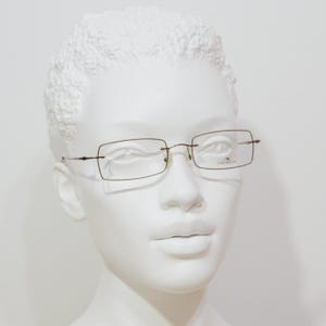 Lunettes de vue vintage sans monture Chiaro & Scuro Italie NSA jamais portées Classique carré rectangulaire unisexe homme femme des années 2000 marron flexible en acier inoxydable