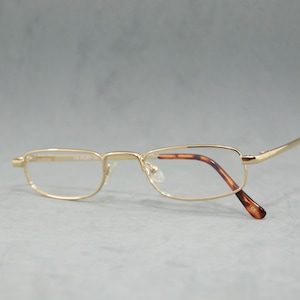 Vintage Reading Eyeglasses TIM DILSEN 155 Germany NOS narrow oval Eyewear Incluided Prescription lenses Unisex 90s00s gold half-moon glasses