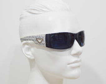 Vintage Sunglasses EMPORIO ARMANI NOS Unworn Unisex man or woman, straigh square Classic design Bikers Pop Rock elegant man Deep blue Deluxe