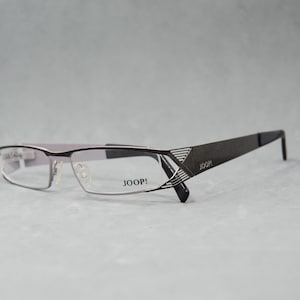 Vintage Eyeglasses JOOP! 3066 540 half rimless GERMANY NOS Unworn square rectangular narrow Eyewear black & silver Unisex Woman man Elegant