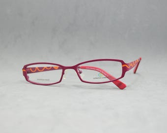 Vintage Eyeglasses COLLECTION CREATIVE 1432 940 Germany. Narrow oval woman reading eyewear Incluided RX lenses. Purple, orange and red. 00s