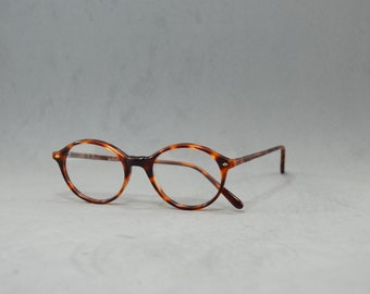 Vintage acetate classic brown carey eyeglasses. Round Unisex. xaffer . Man woman eyeframe. Hipster boho old fashion. NOS Unworn classic spec