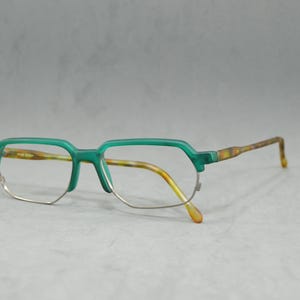 Top Vintage eyeglasses RAK LINIE NOS Unworn. Unisex man Woman eyewear 90S brownline green light brown carey polygonal square reading specs