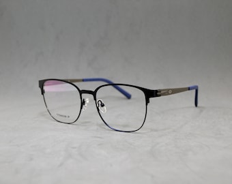 Eyeglasses Eyewear top Japanese Beta-titanium warp full rim frame. Rx lenses incluide in price. Man rounded square shape Regular size blue